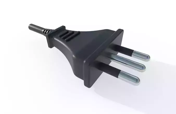Electrical Plug Type L Black Low-poly 3D model