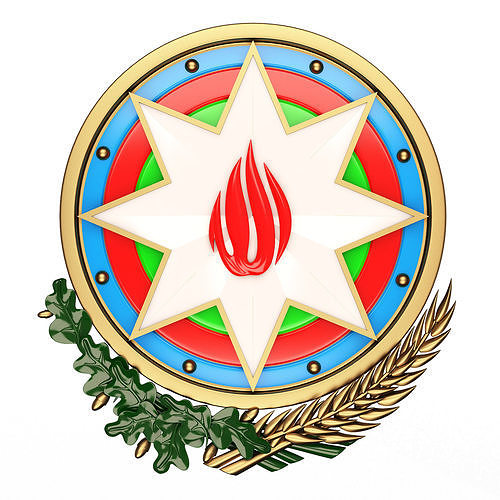 Coat of arms of Azerbaijan Colored Low-poly 3D model