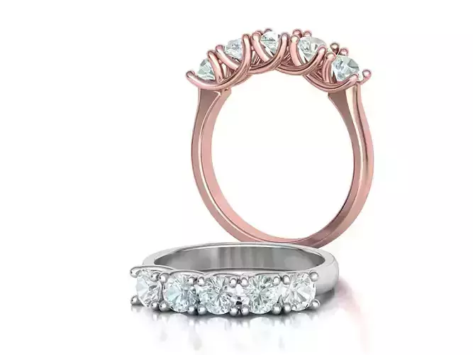 Five Stone Trellis Ring with 4mm stones 3dmodel 3D print model