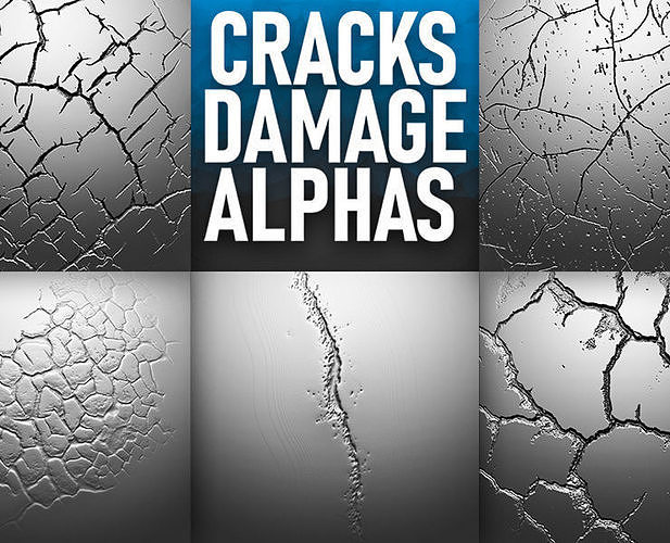 40 Crack and Damage Alphas for Zbrush   3D model