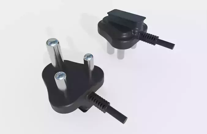 Electrical Plug Type M Black Low-poly 3D model