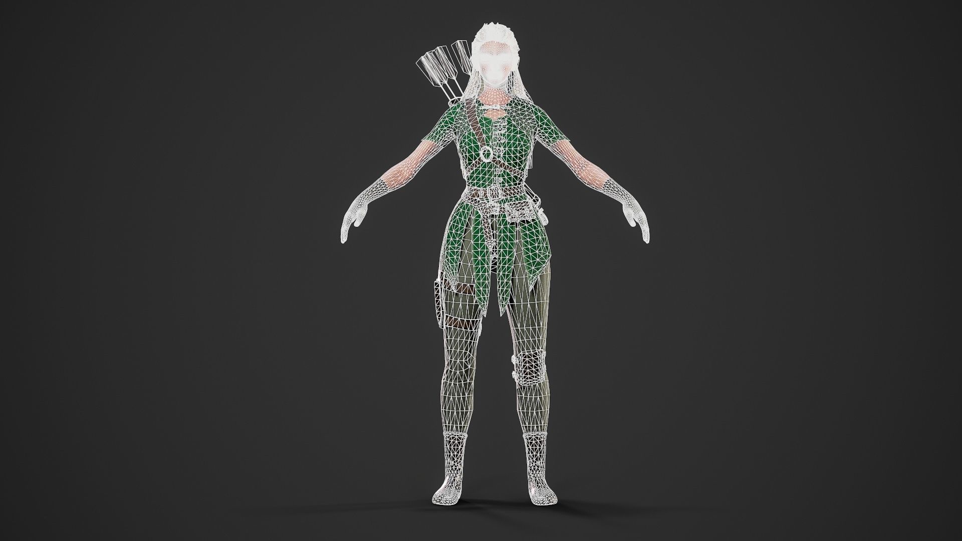 Archer Girl - Game Ready Low-poly 3D model_9