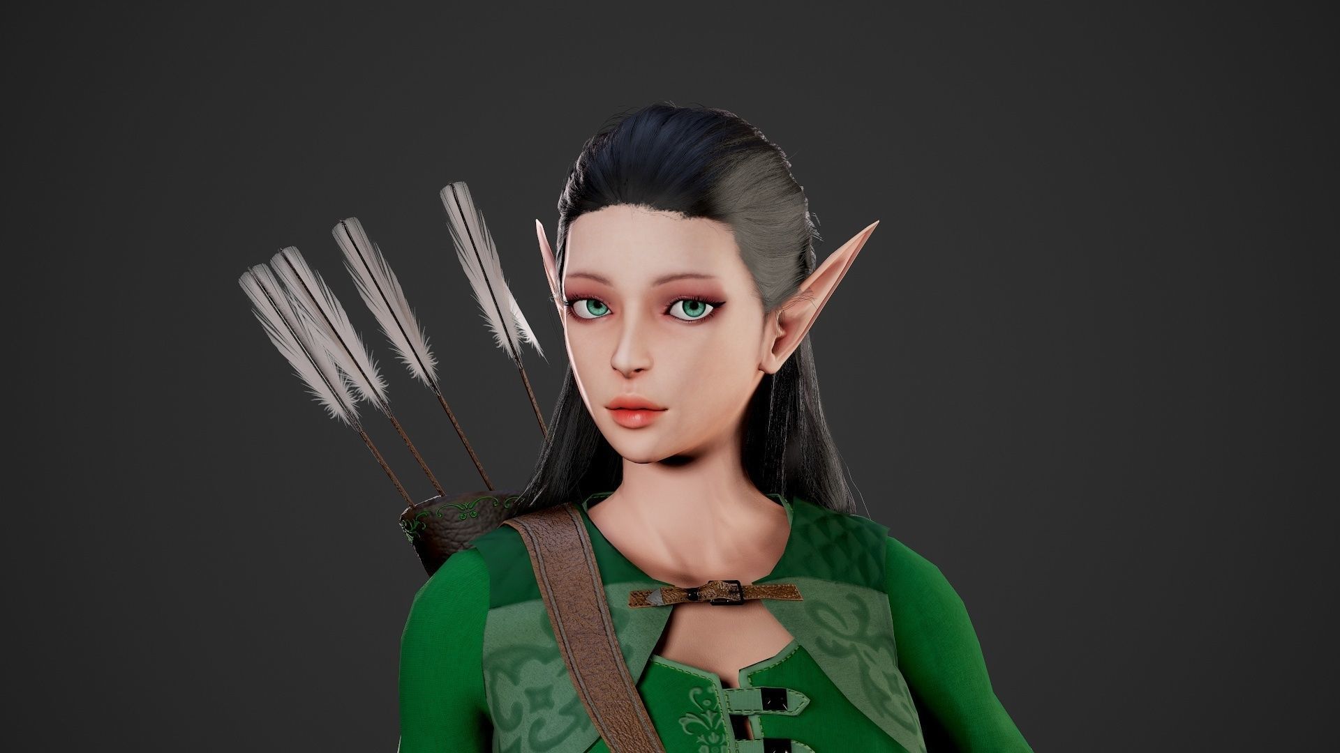Archer Girl - Game Ready Low-poly 3D model_26