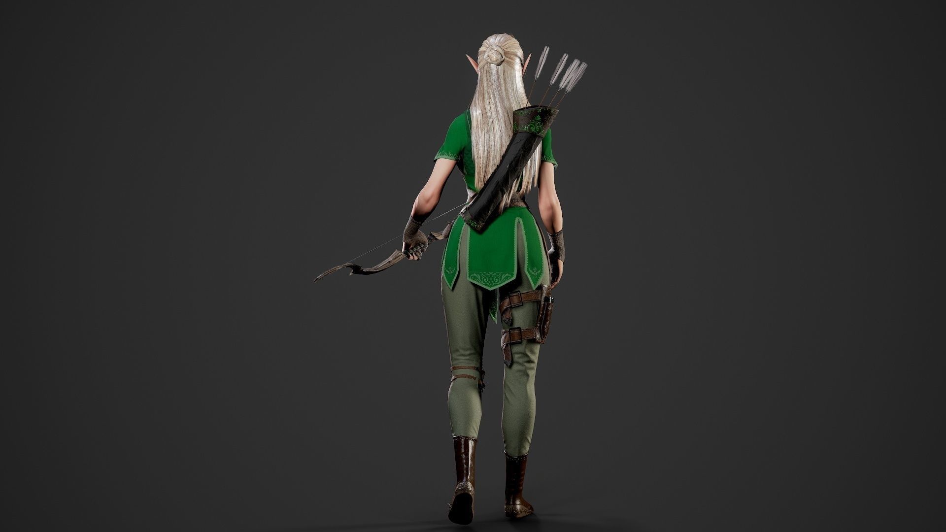 Archer Girl - Game Ready Low-poly 3D model_4