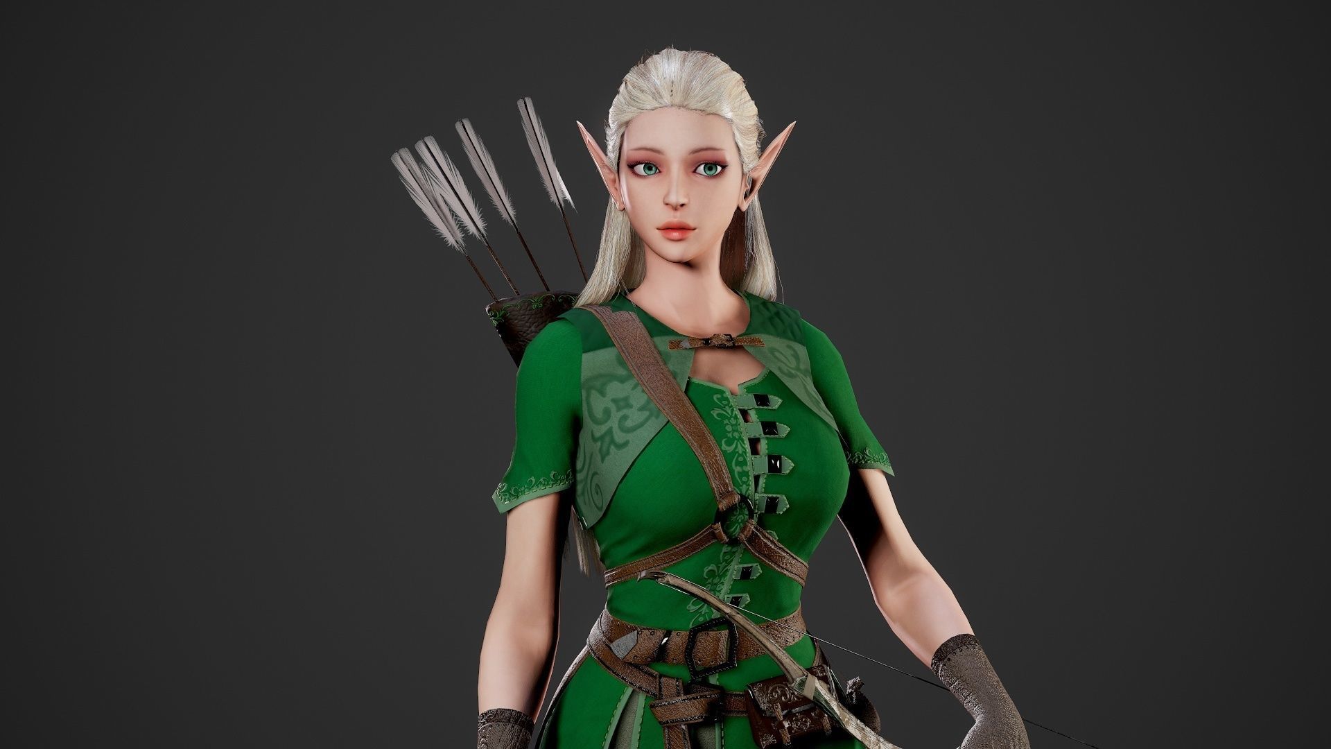 Archer Girl - Game Ready Low-poly 3D model_18