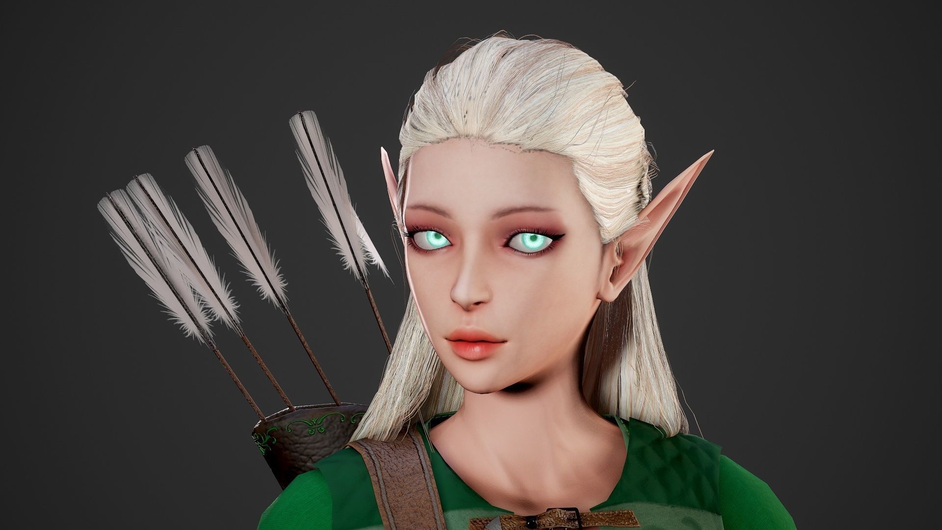 Archer Girl - Game Ready Low-poly 3D model_31