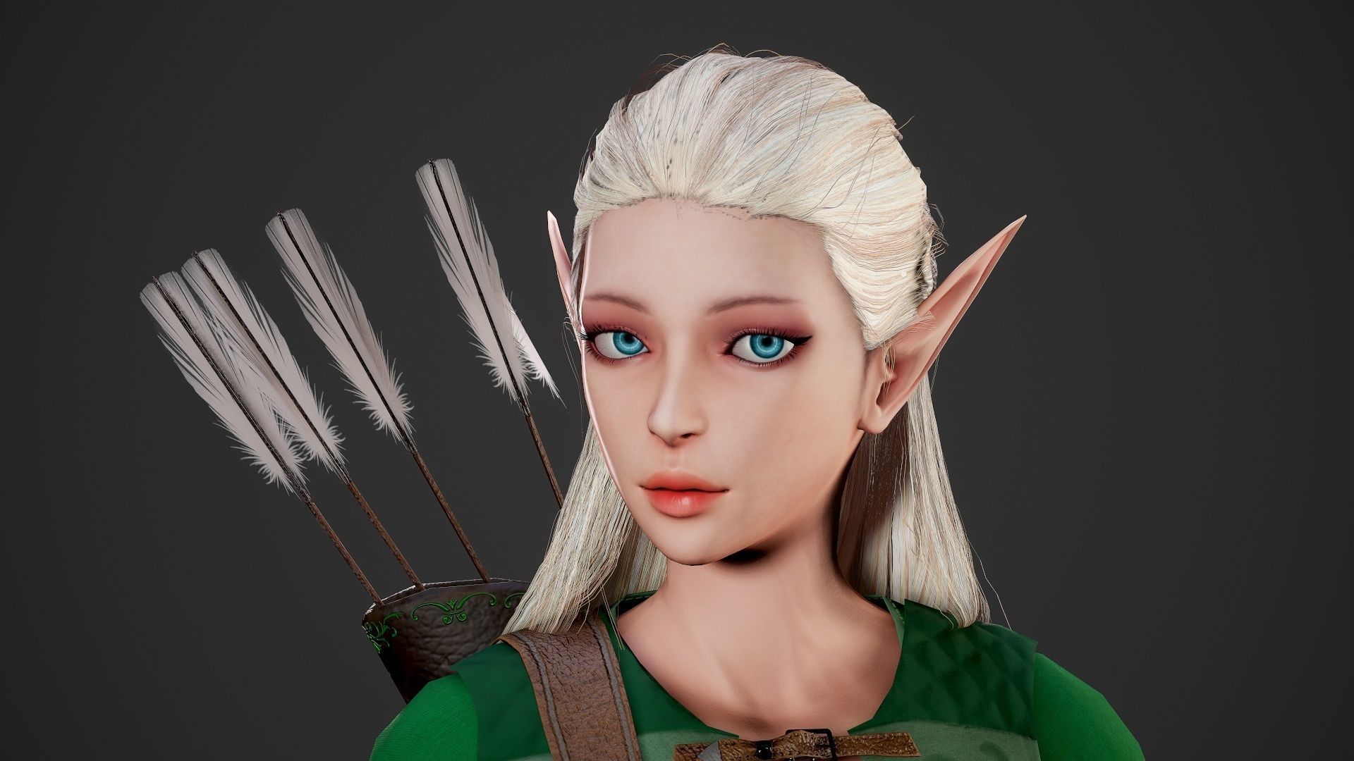 Archer Girl - Game Ready Low-poly 3D model_29