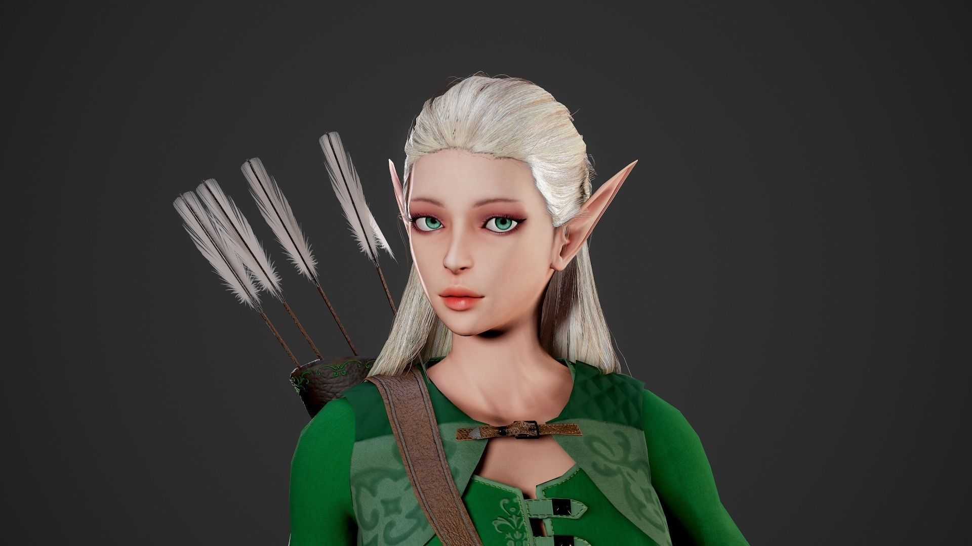Archer Girl - Game Ready Low-poly 3D model_24