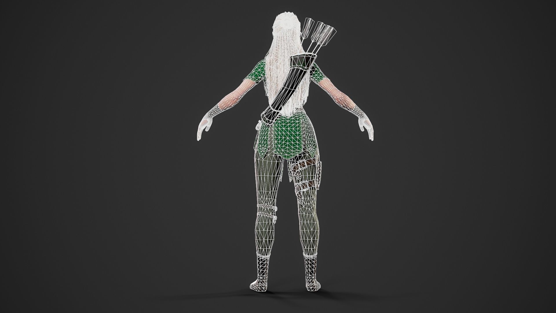 Archer Girl - Game Ready Low-poly 3D model_11