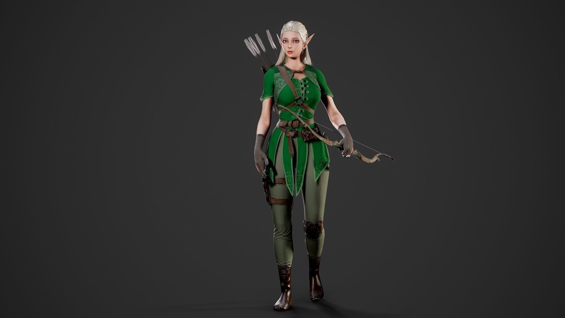 Archer Girl - Game Ready Low-poly 3D model_2