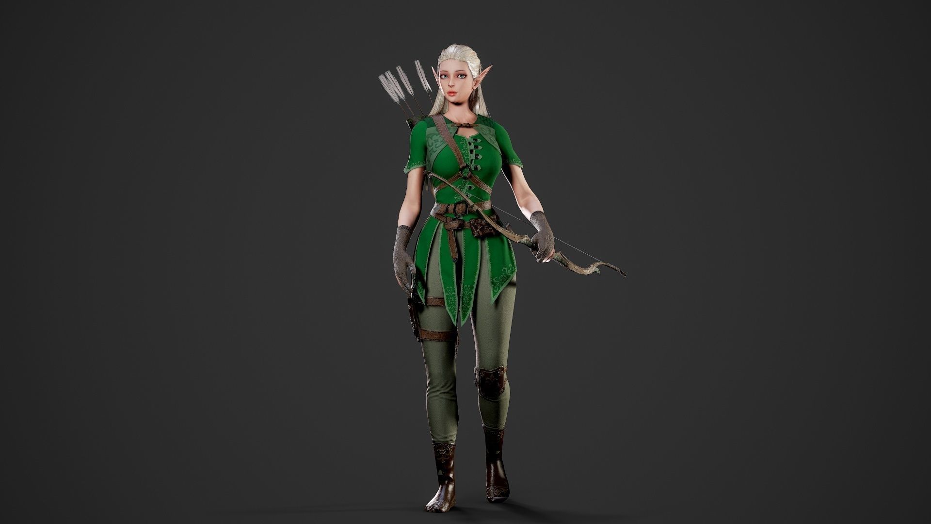 Archer Girl - Game Ready Low-poly 3D model_23