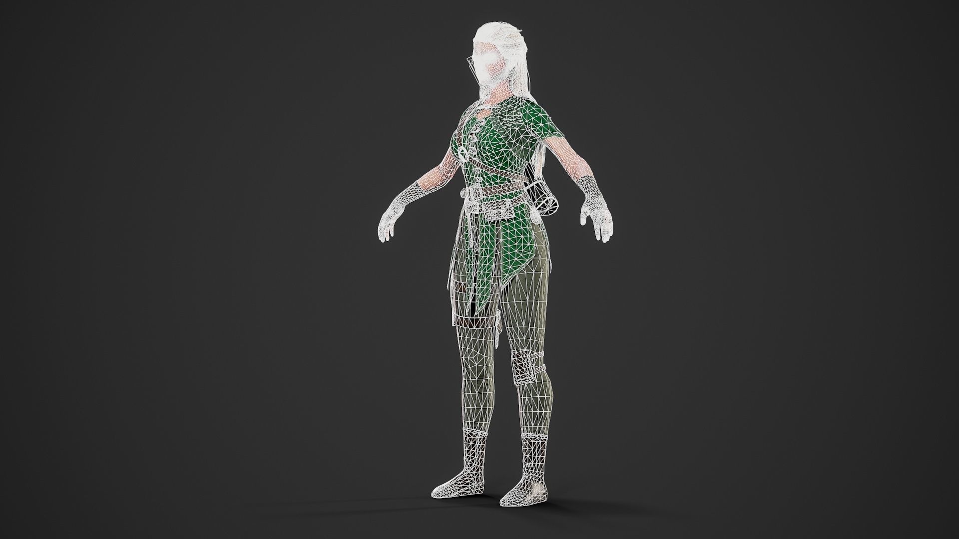 Archer Girl - Game Ready Low-poly 3D model_12