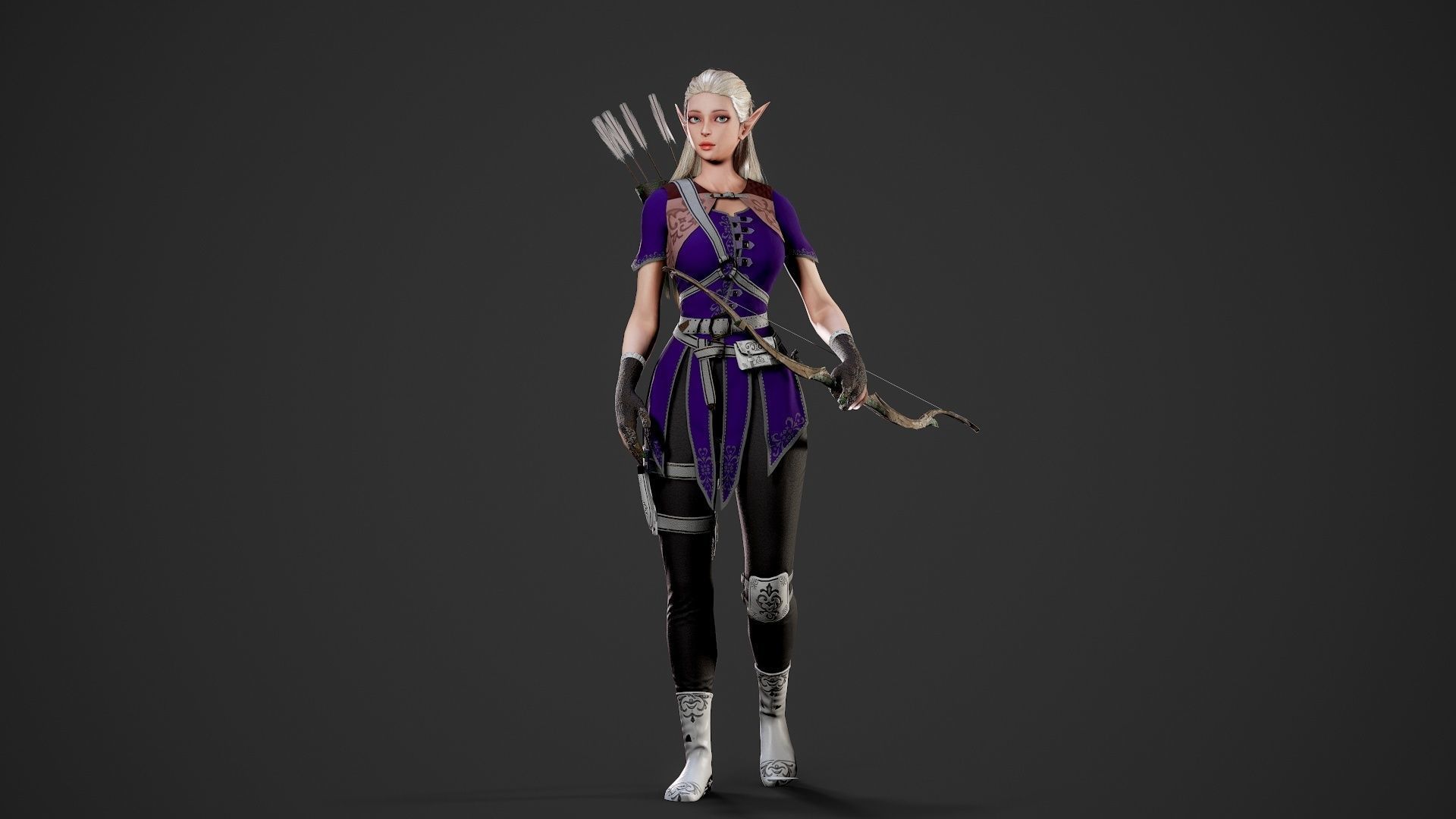 Archer Girl - Game Ready Low-poly 3D model_22