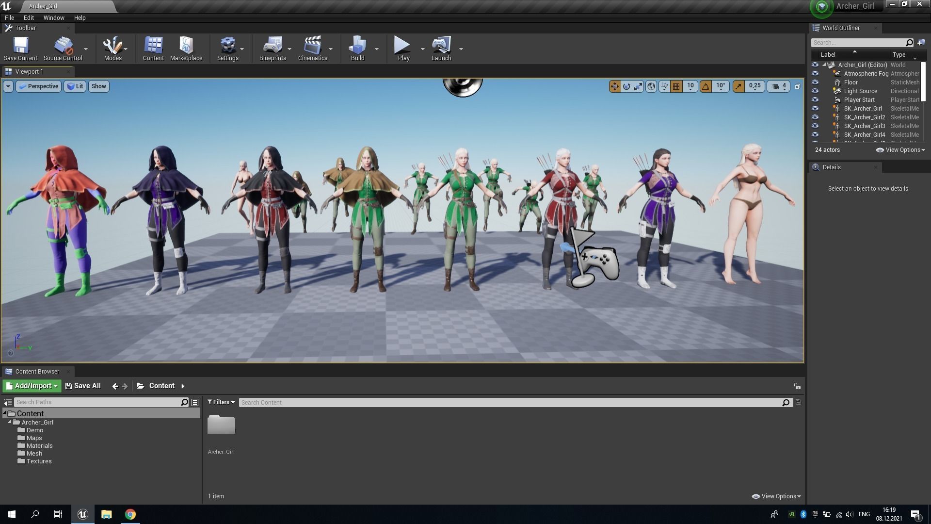 Archer Girl - Game Ready Low-poly 3D model_34