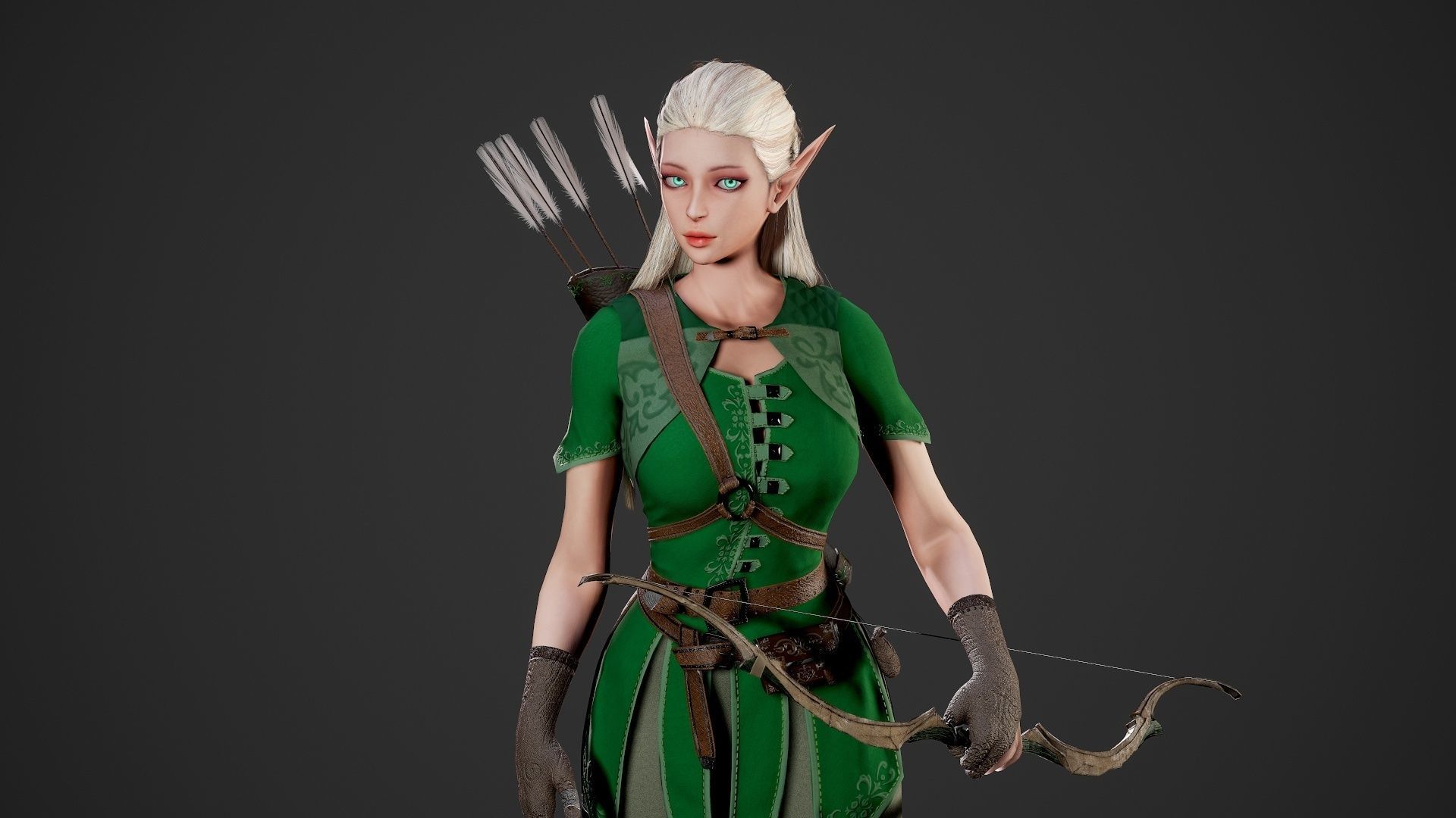Archer Girl - Game Ready Low-poly 3D model_32
