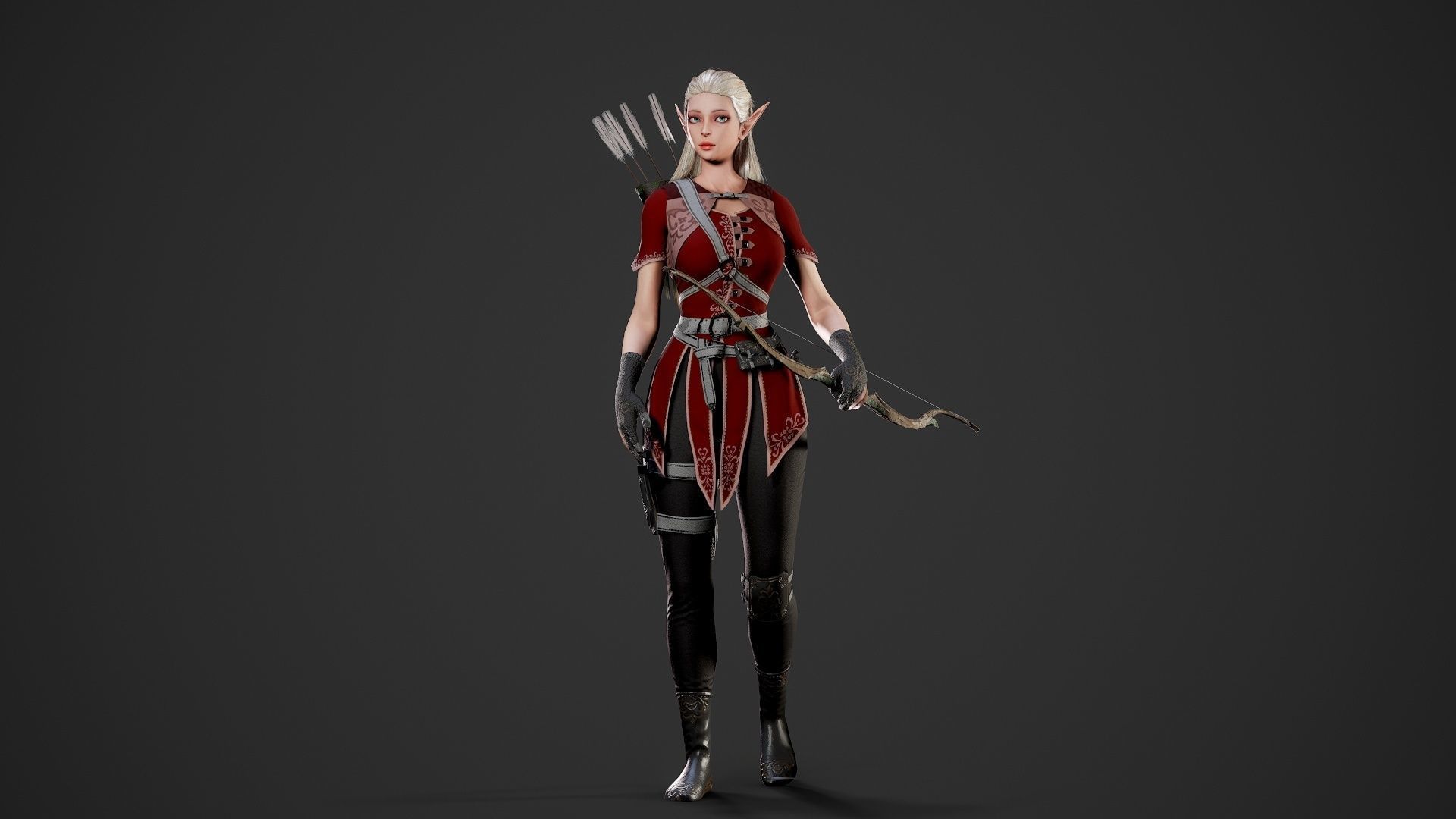Archer Girl - Game Ready Low-poly 3D model_21
