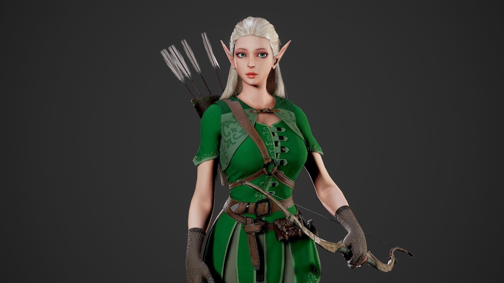 Archer Girl - Game Ready Low-poly 3D model_20