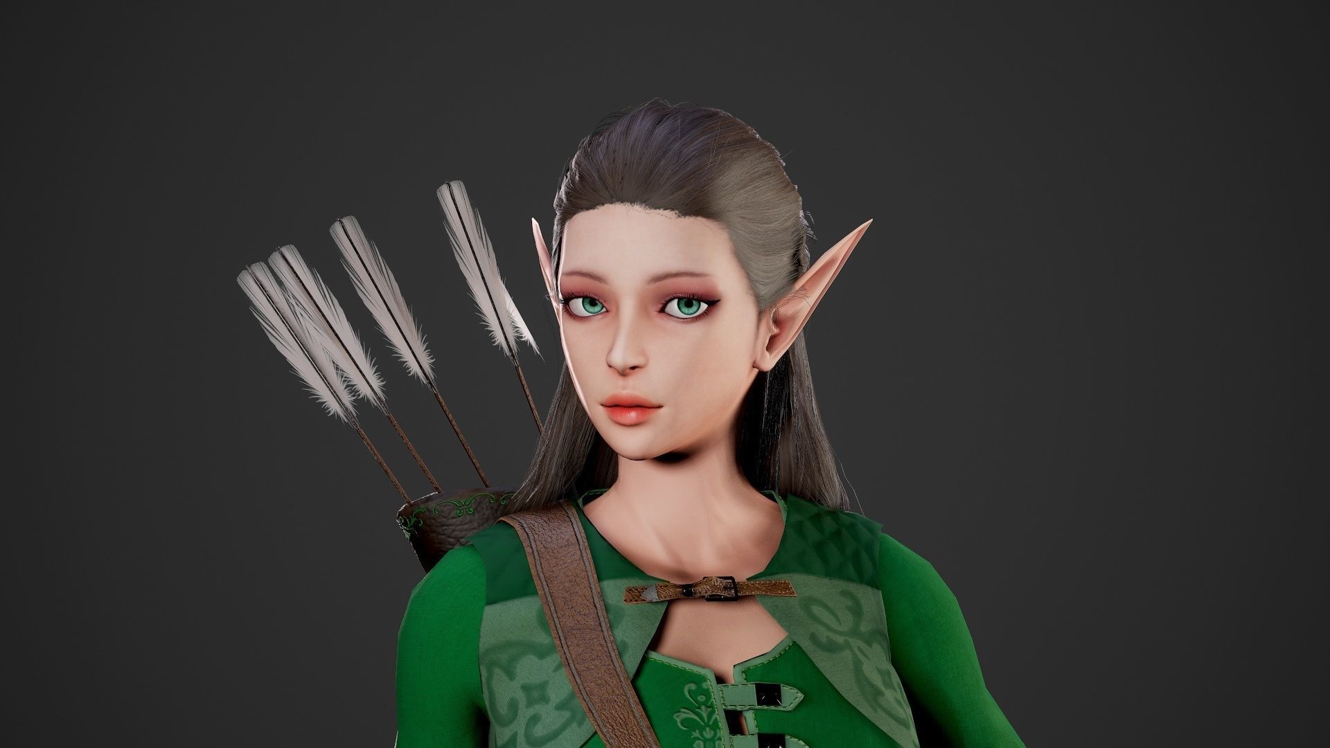 Archer Girl - Game Ready Low-poly 3D model_25