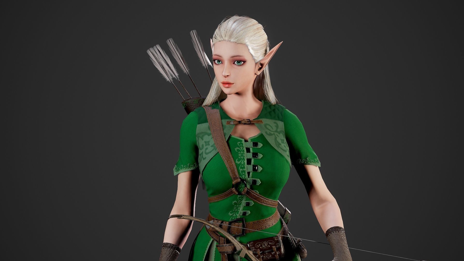 Archer Girl - Game Ready Low-poly 3D model_19
