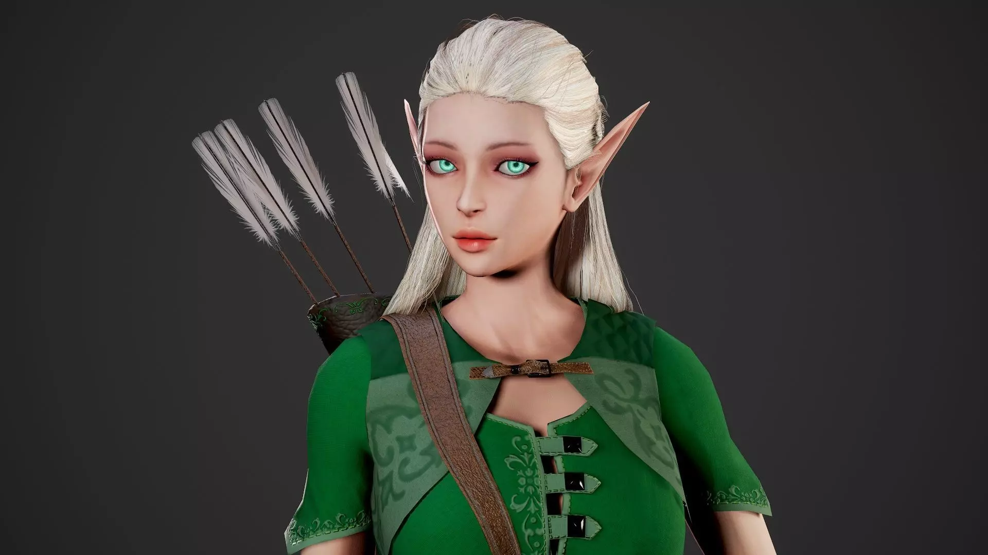 Archer Girl - Game Ready Low-poly 3D model_0