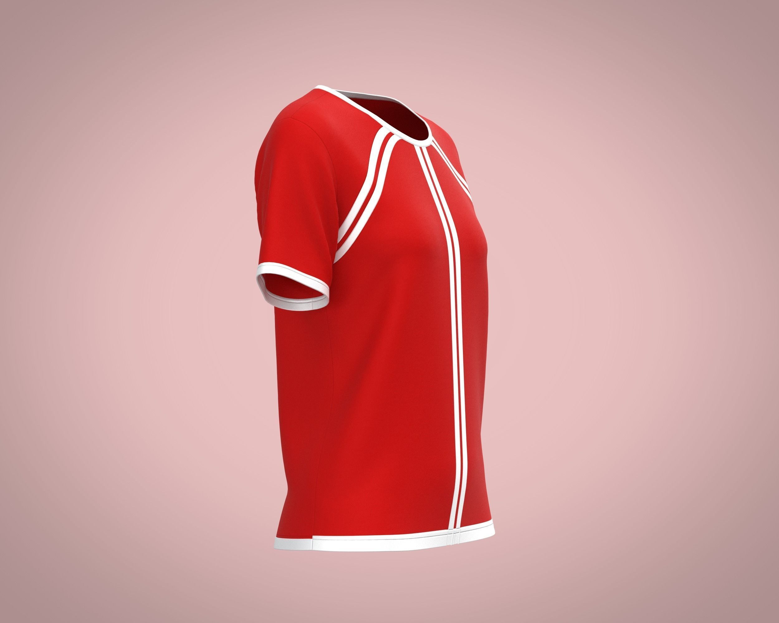 Ladies Red T Shirt 3D model_2