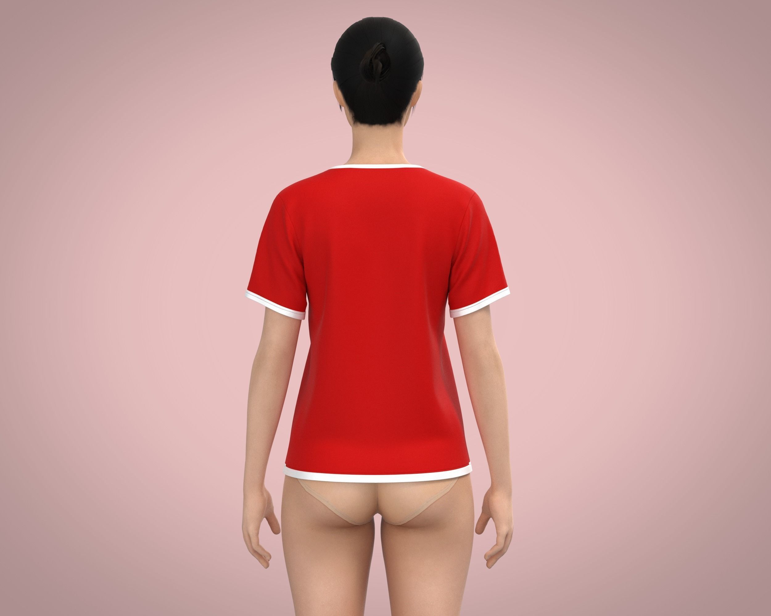 Ladies Red T Shirt 3D model_7