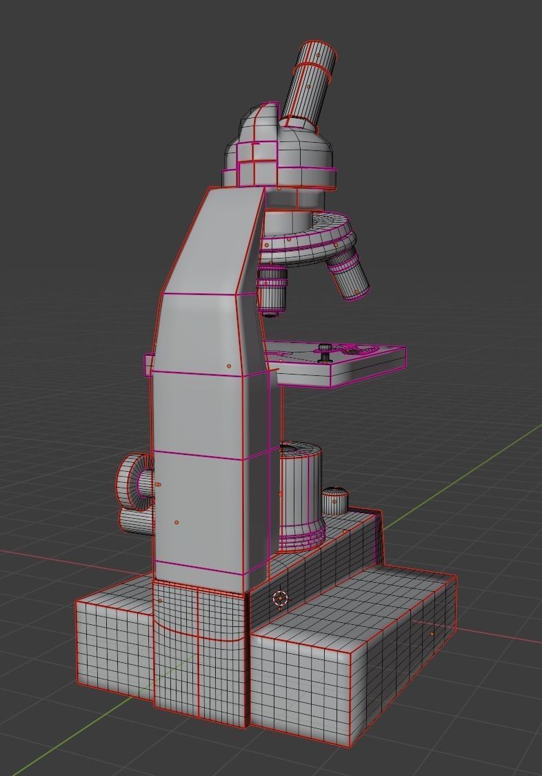 Basic microscope with three viewers Low-poly 3D model_8