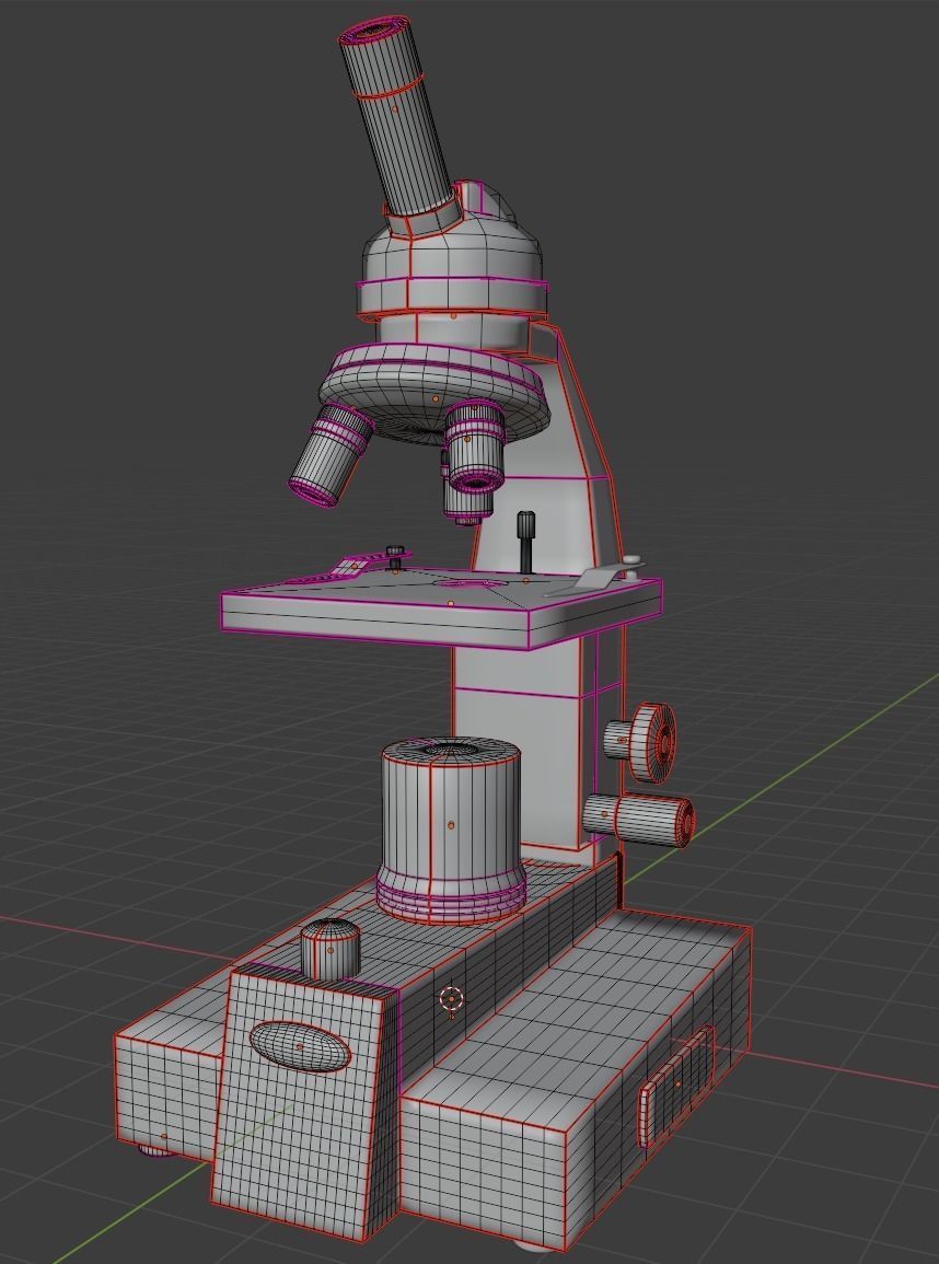 Basic microscope with three viewers Low-poly 3D model_7