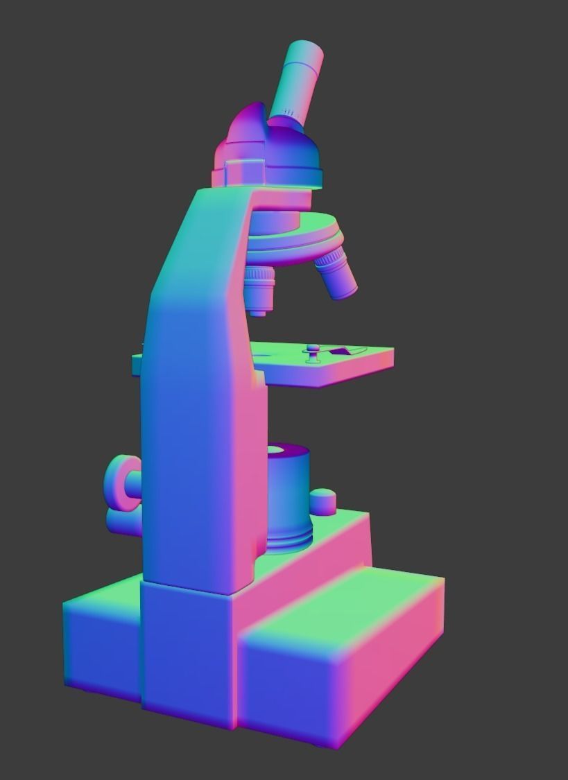 Basic microscope with three viewers Low-poly 3D model_5
