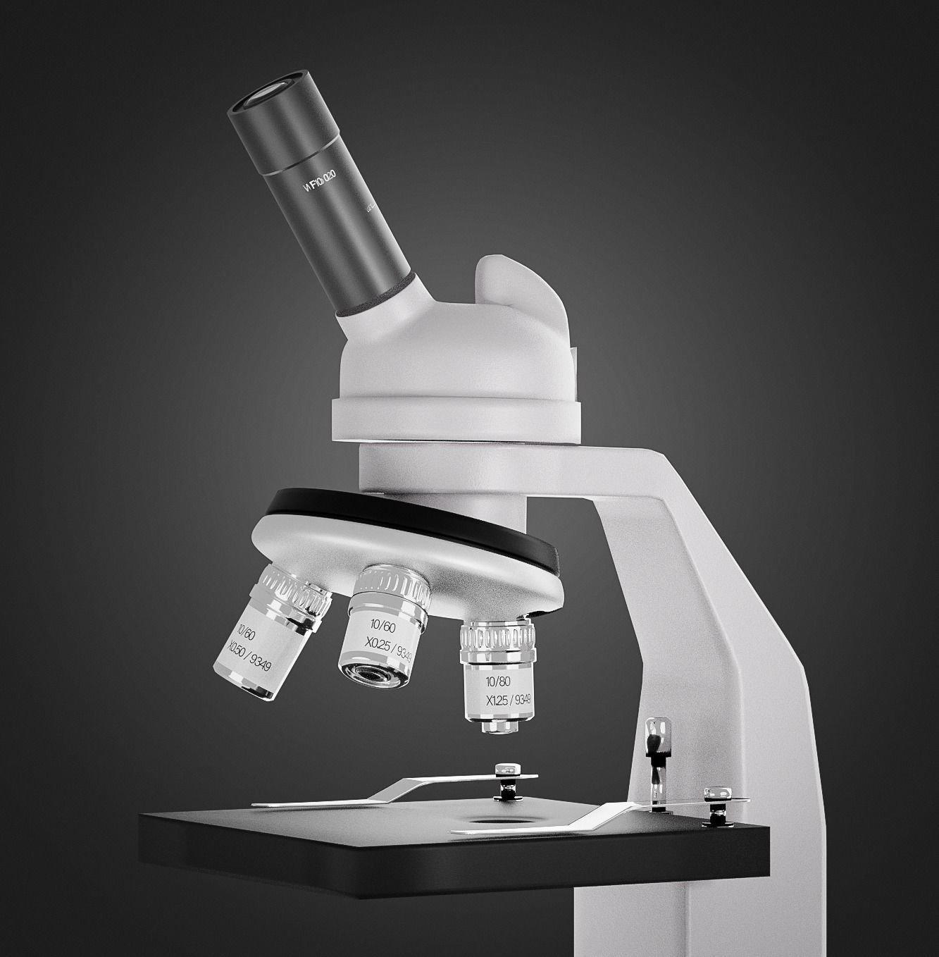 Basic microscope with three viewers Low-poly 3D model_3
