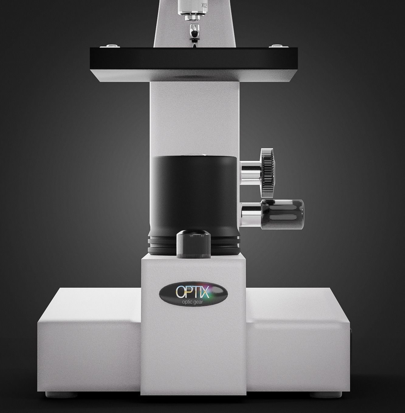 Basic microscope with three viewers Low-poly 3D model_4