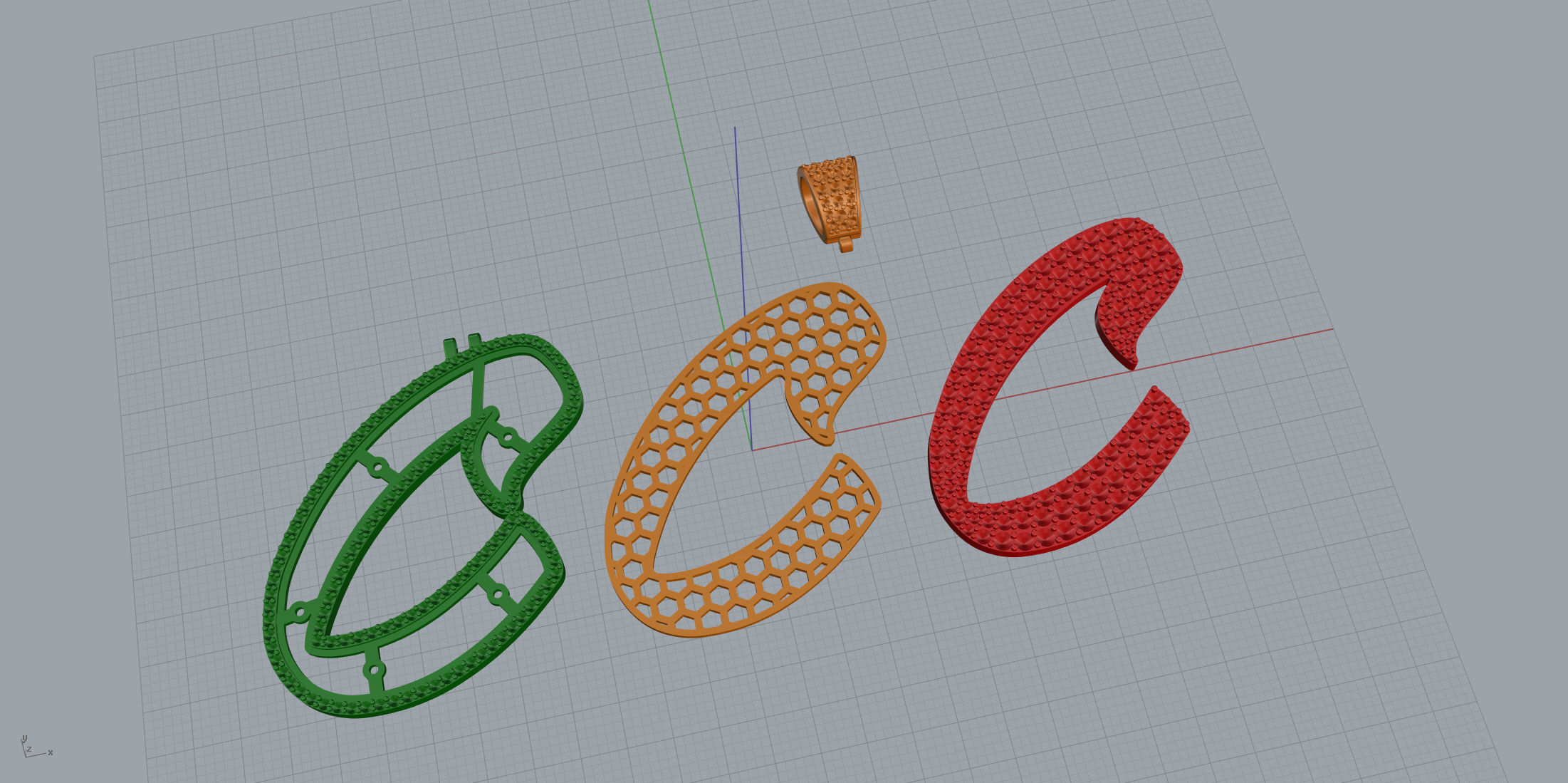 Pave Setting Font C 3D print model_5