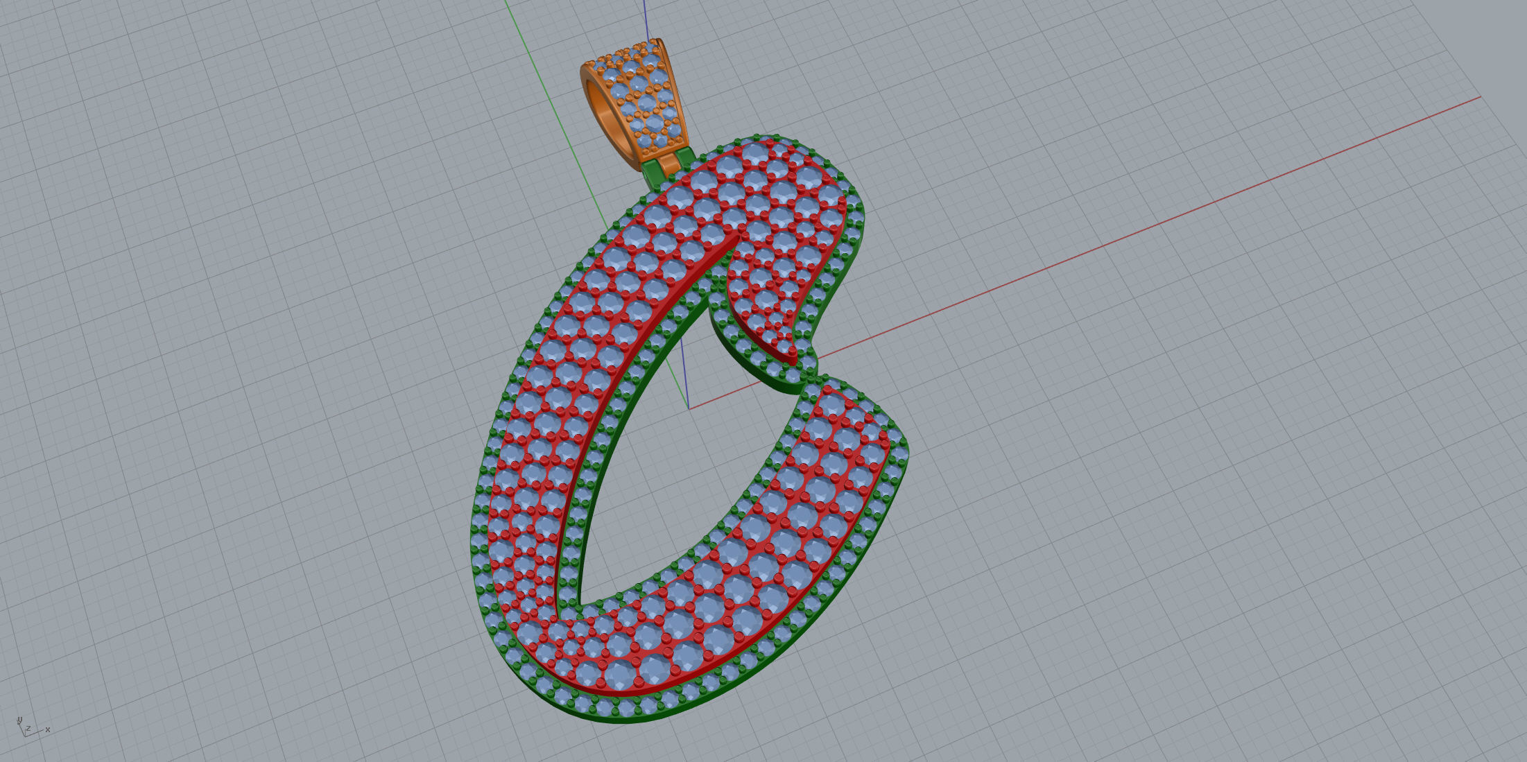 Pave Setting Font C 3D print model_7