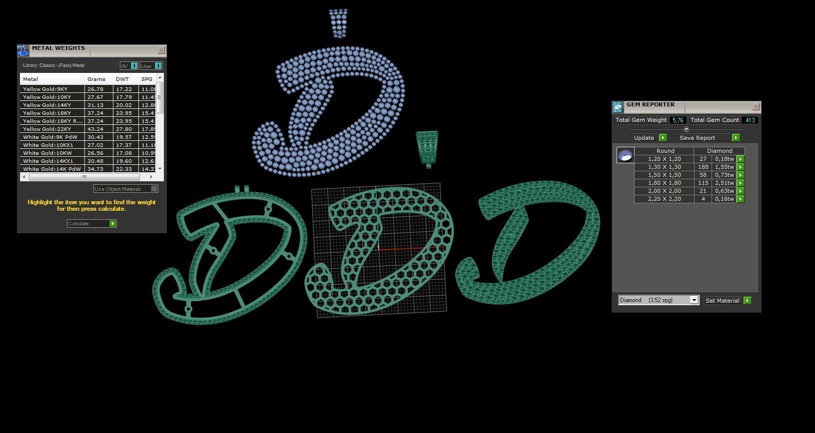 Pave Setting Font D 3D print model_3