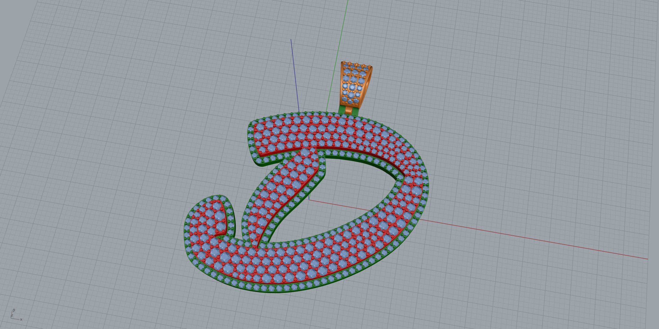Pave Setting Font D 3D print model_7