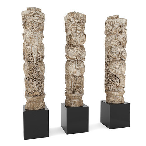 Asian totem sculpture 3D model