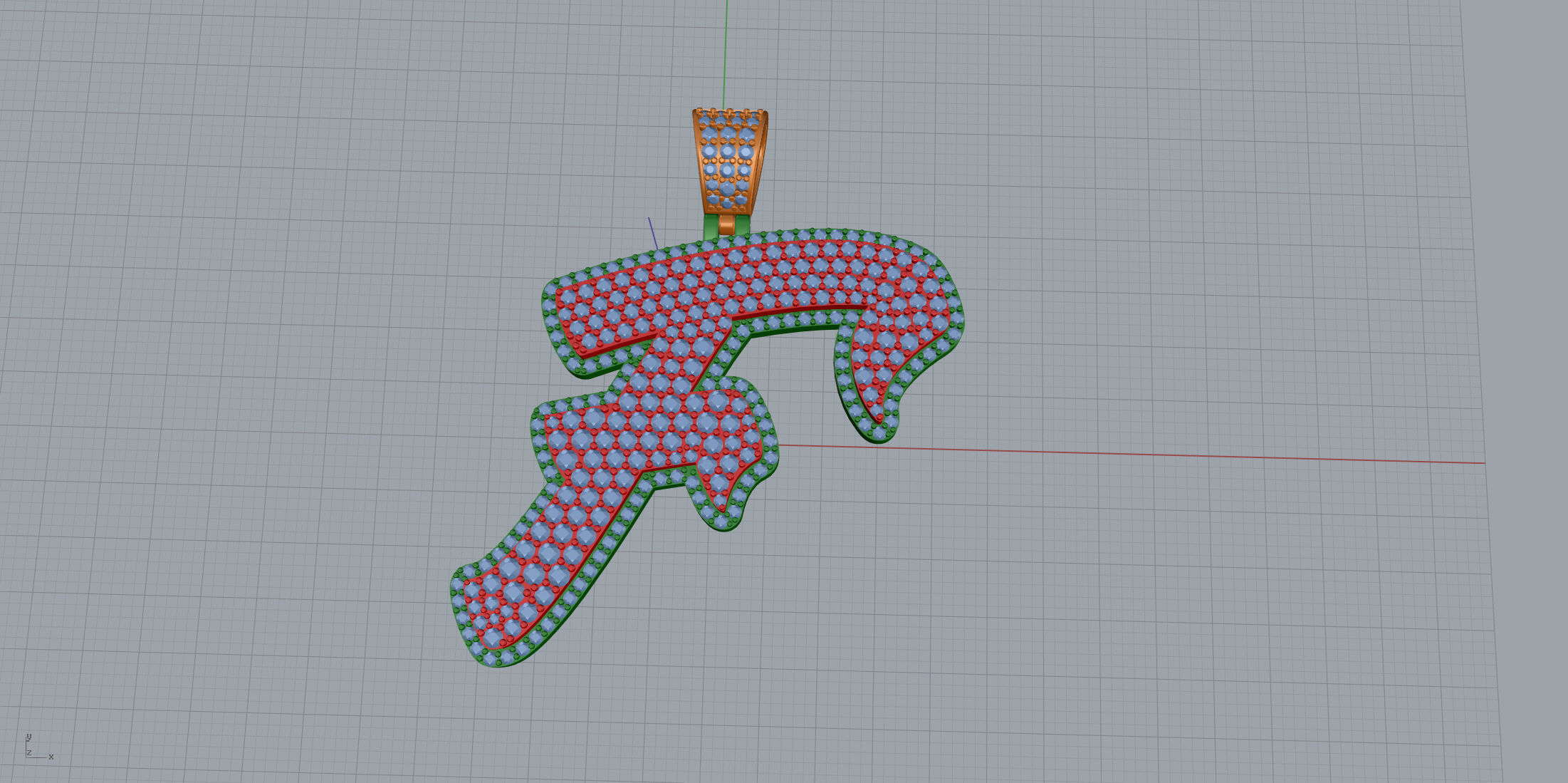 Pave Setting Font F 3D print model_1