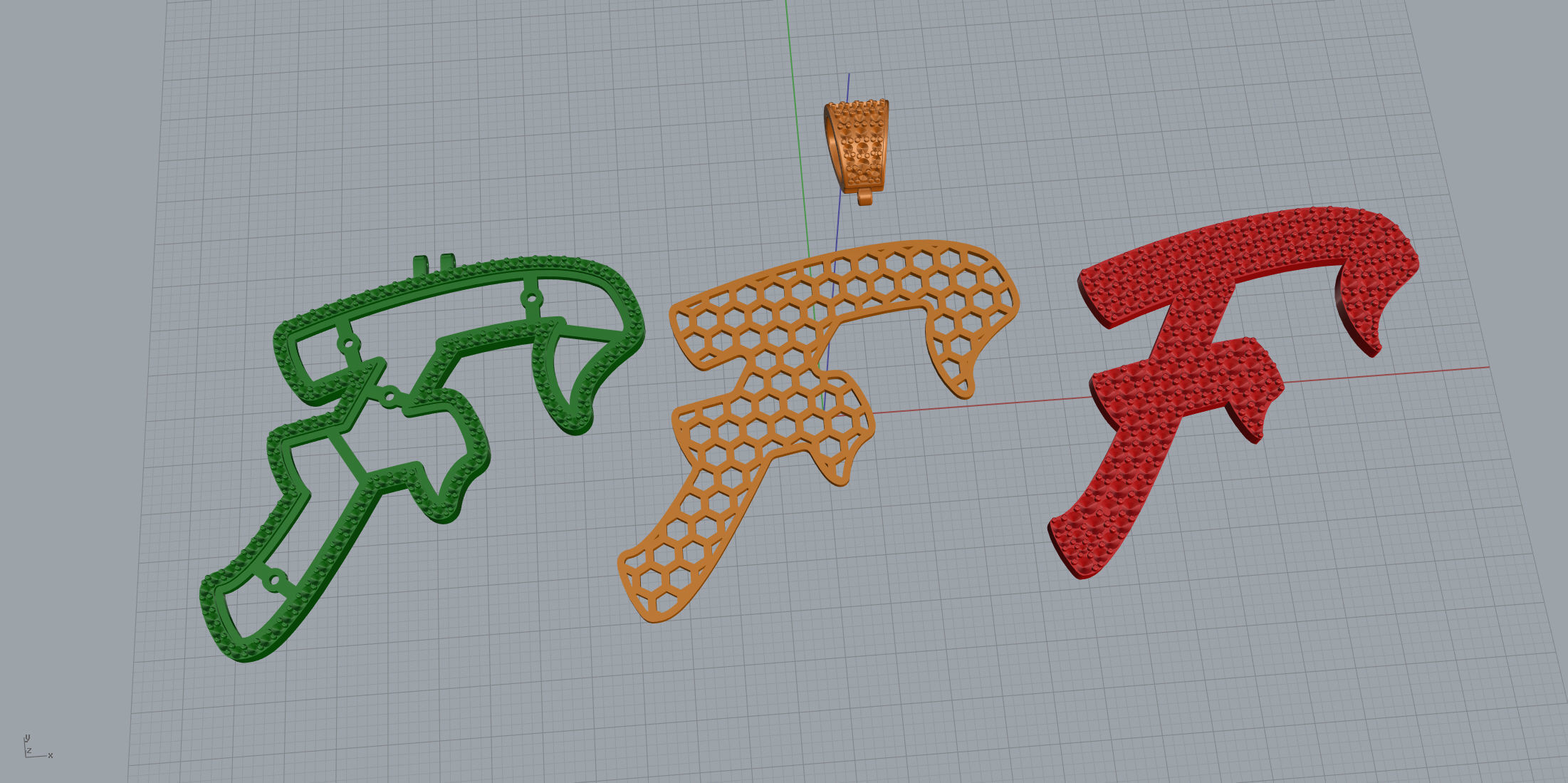 Pave Setting Font F 3D print model_10