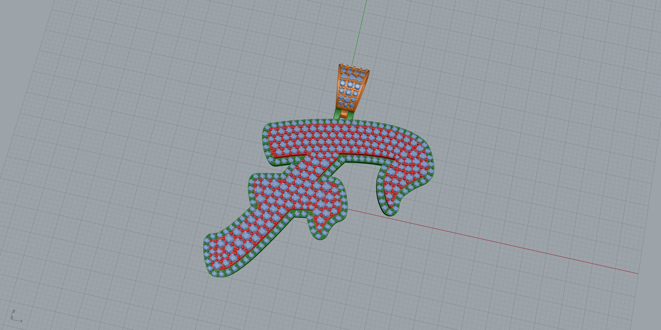 Pave Setting Font F 3D print model_7