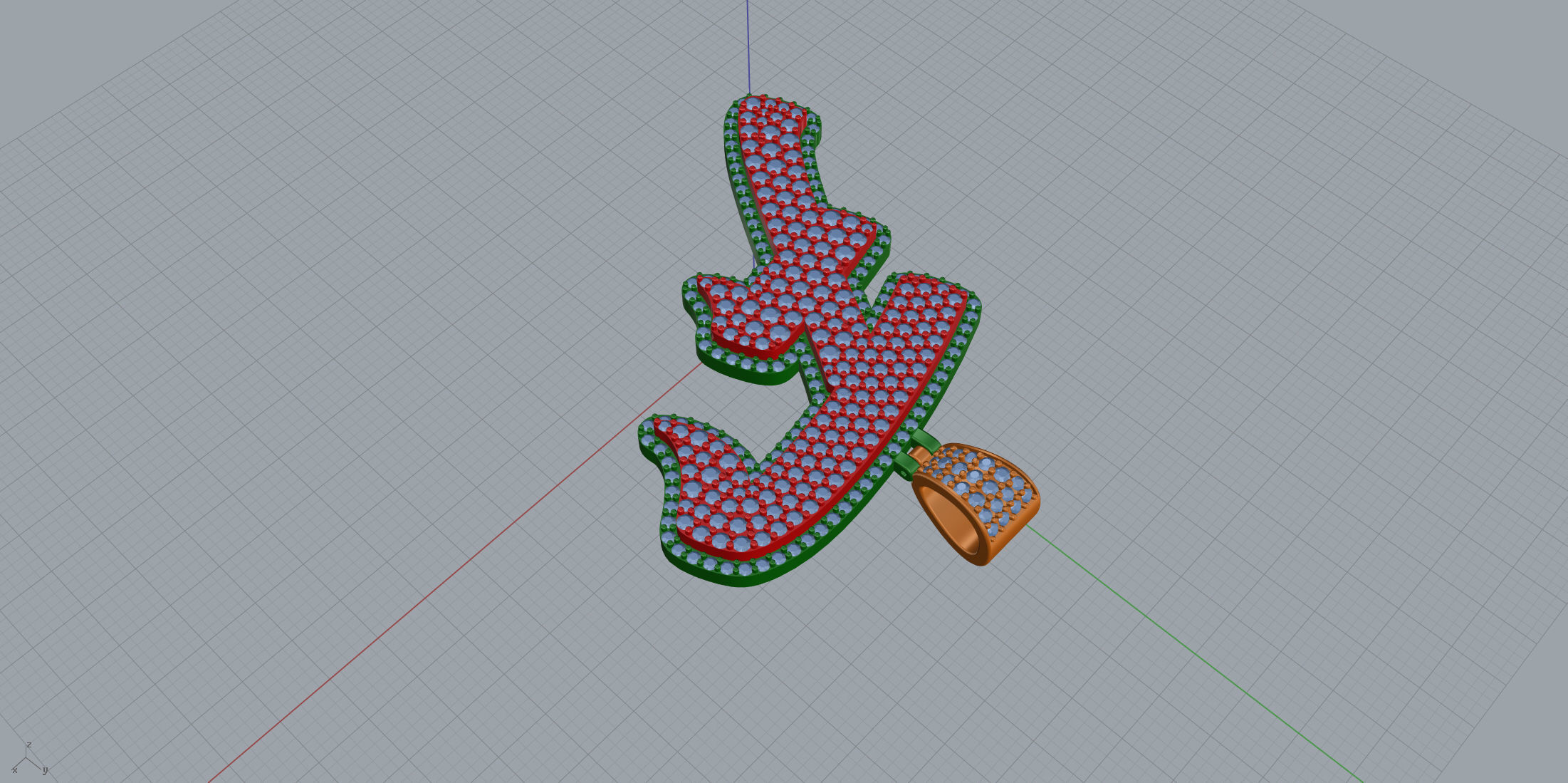 Pave Setting Font F 3D print model_6