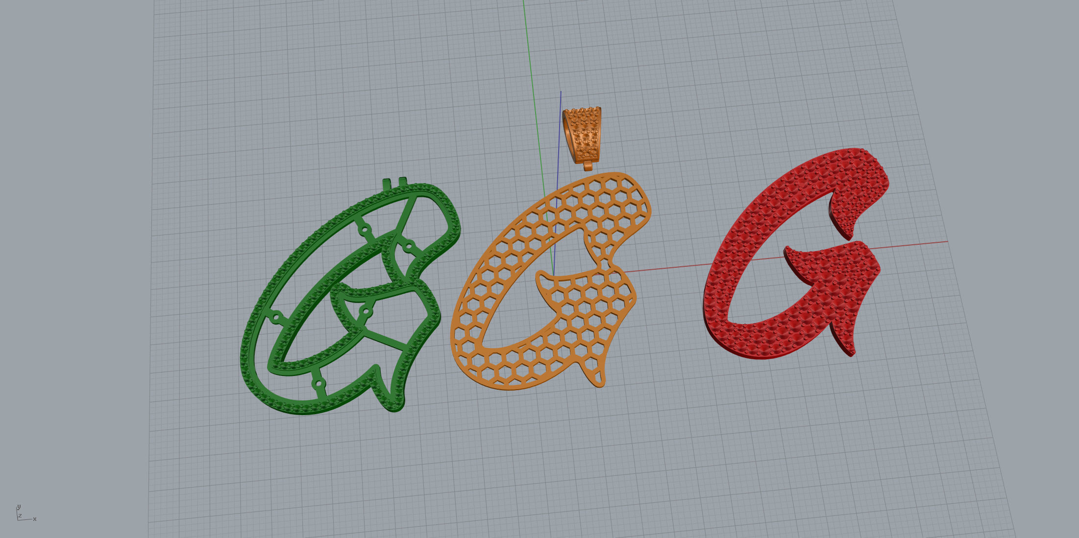 Pave Setting Font G 3D print model_9