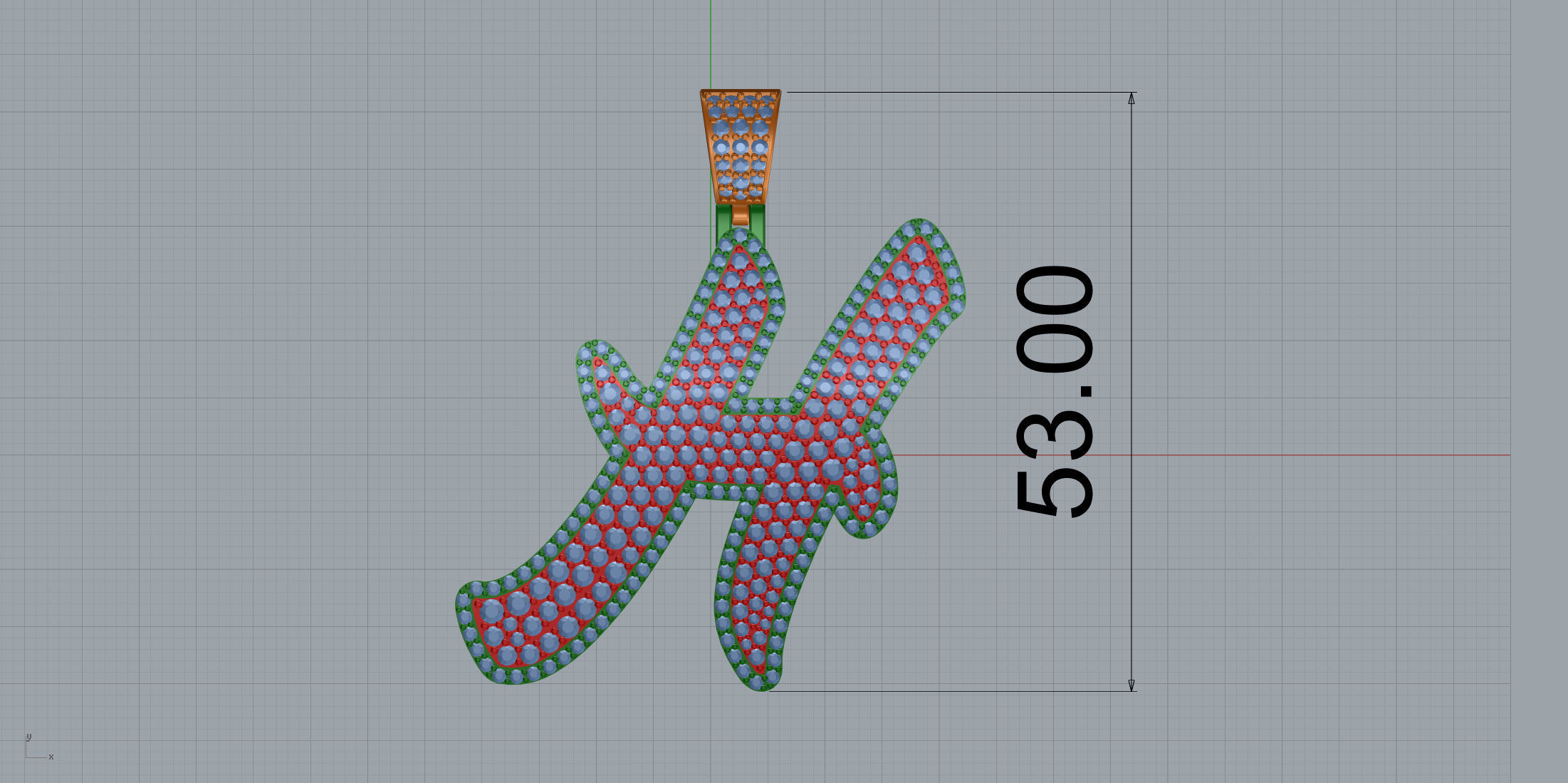 Pave Setting Font H 3D print model_8