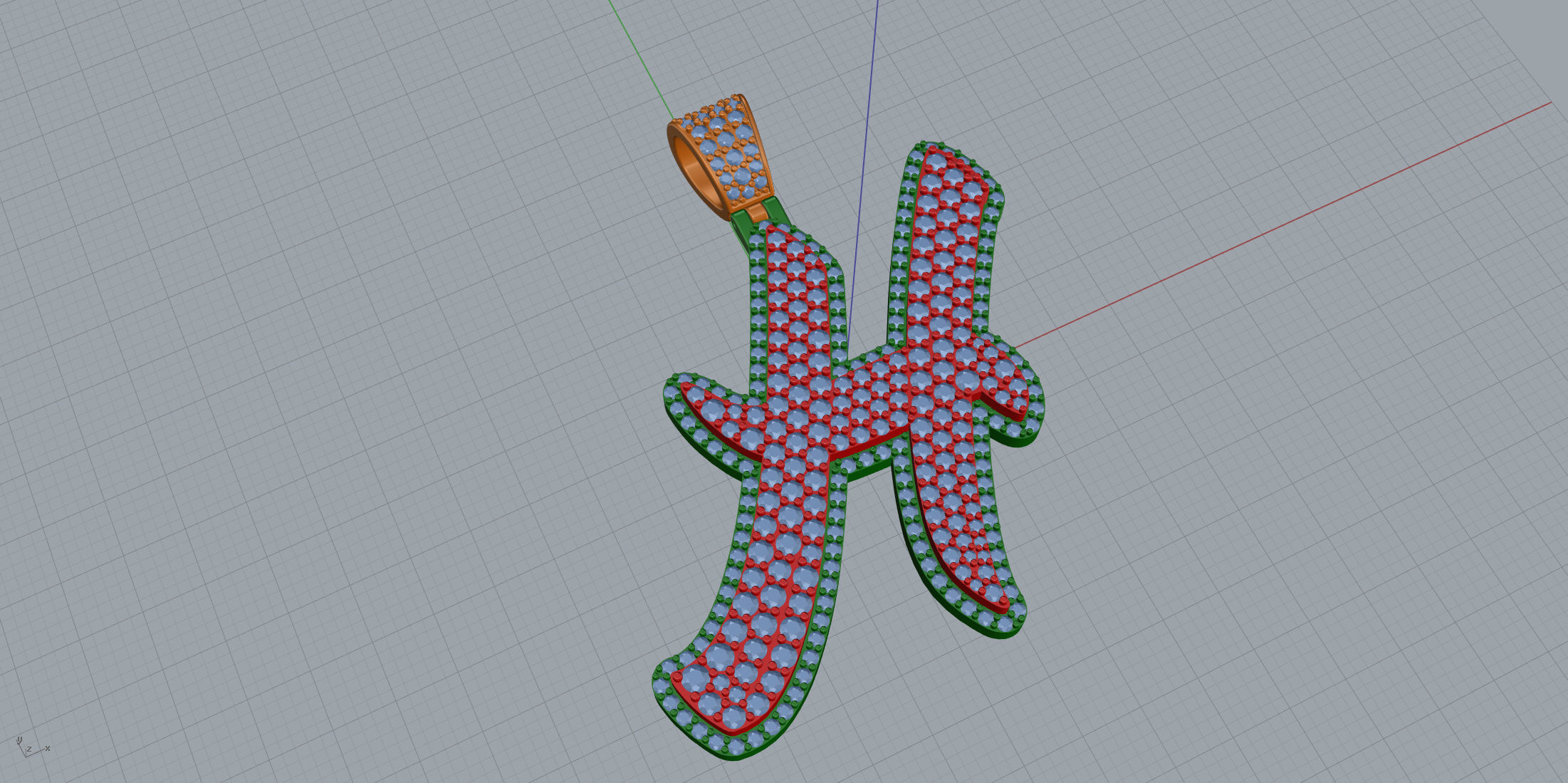 Pave Setting Font H 3D print model_1