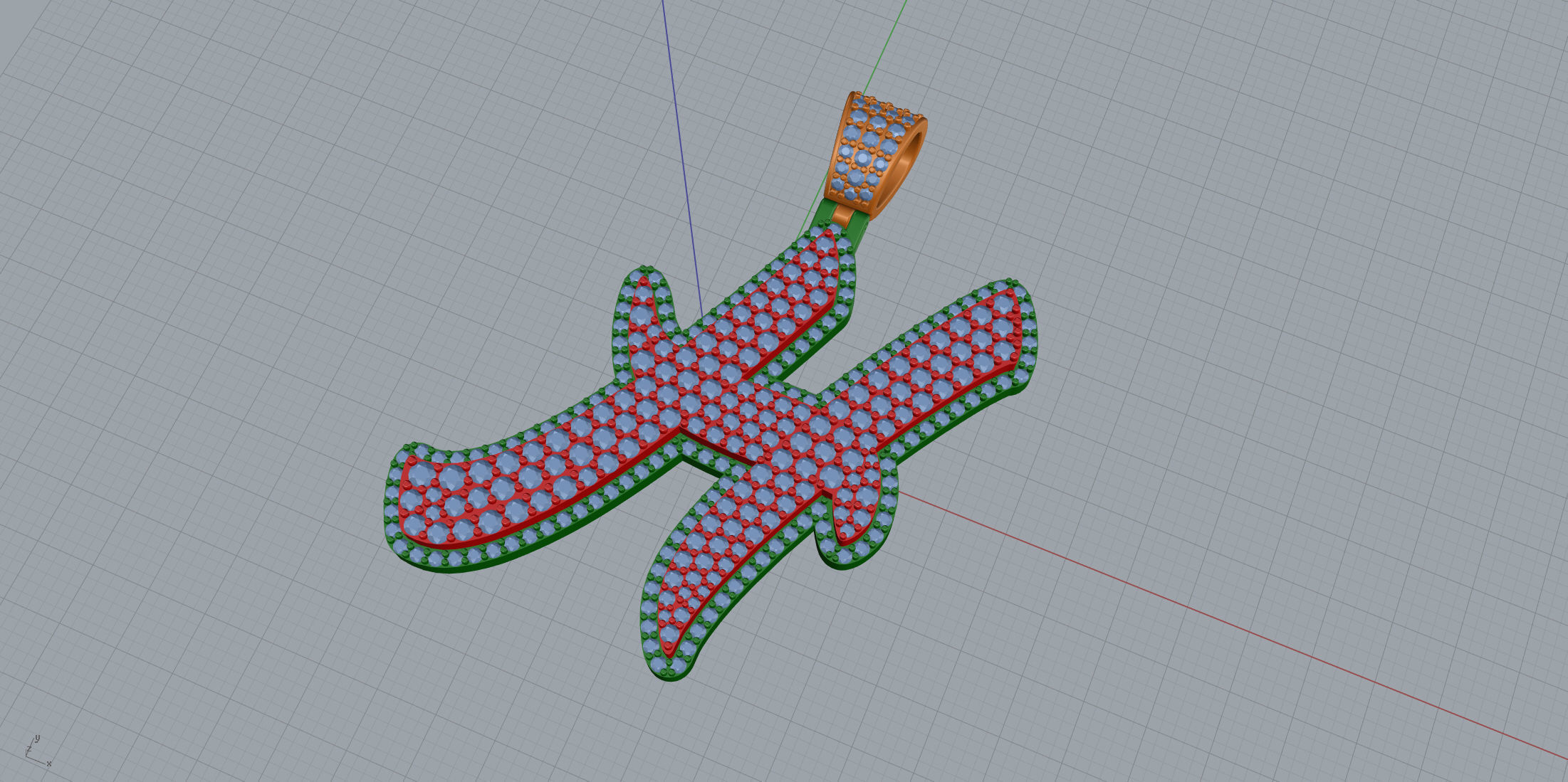 Pave Setting Font H 3D print model_7