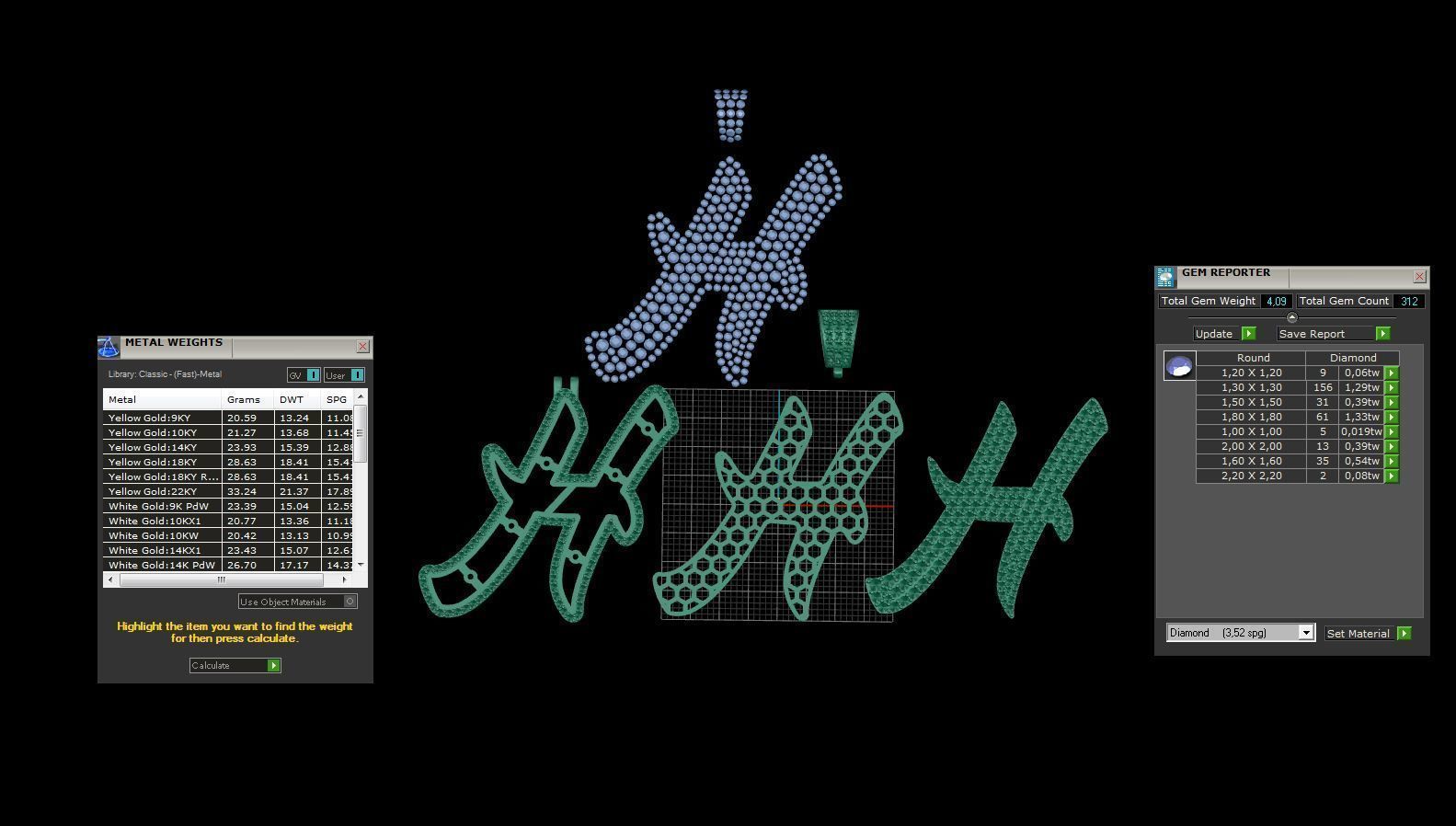 Pave Setting Font H 3D print model_3