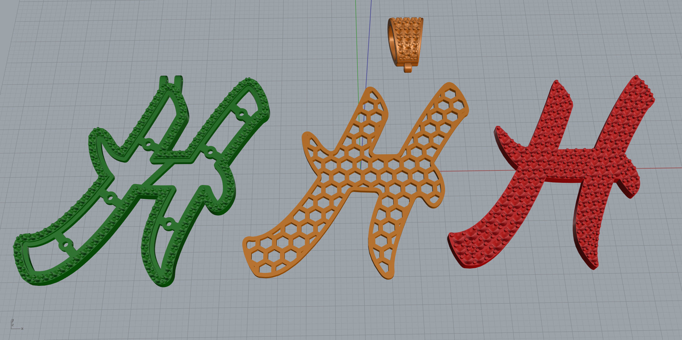 Pave Setting Font H 3D print model_10