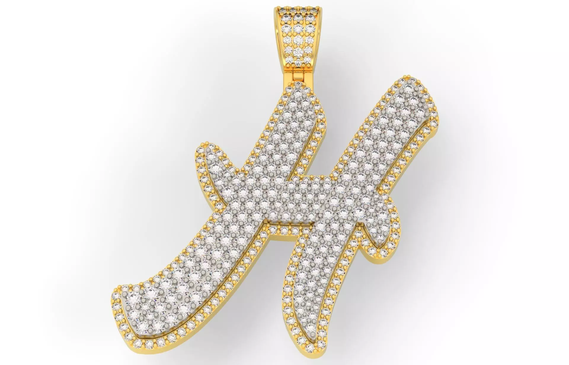 Pave Setting Font H 3D print model_0