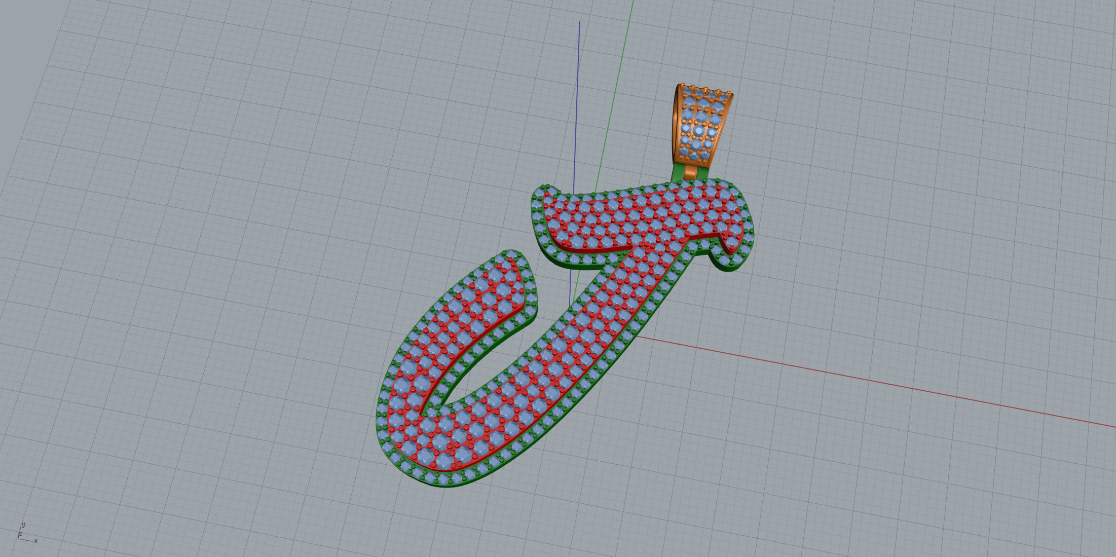 Pave Setting Font J 3D print model_7