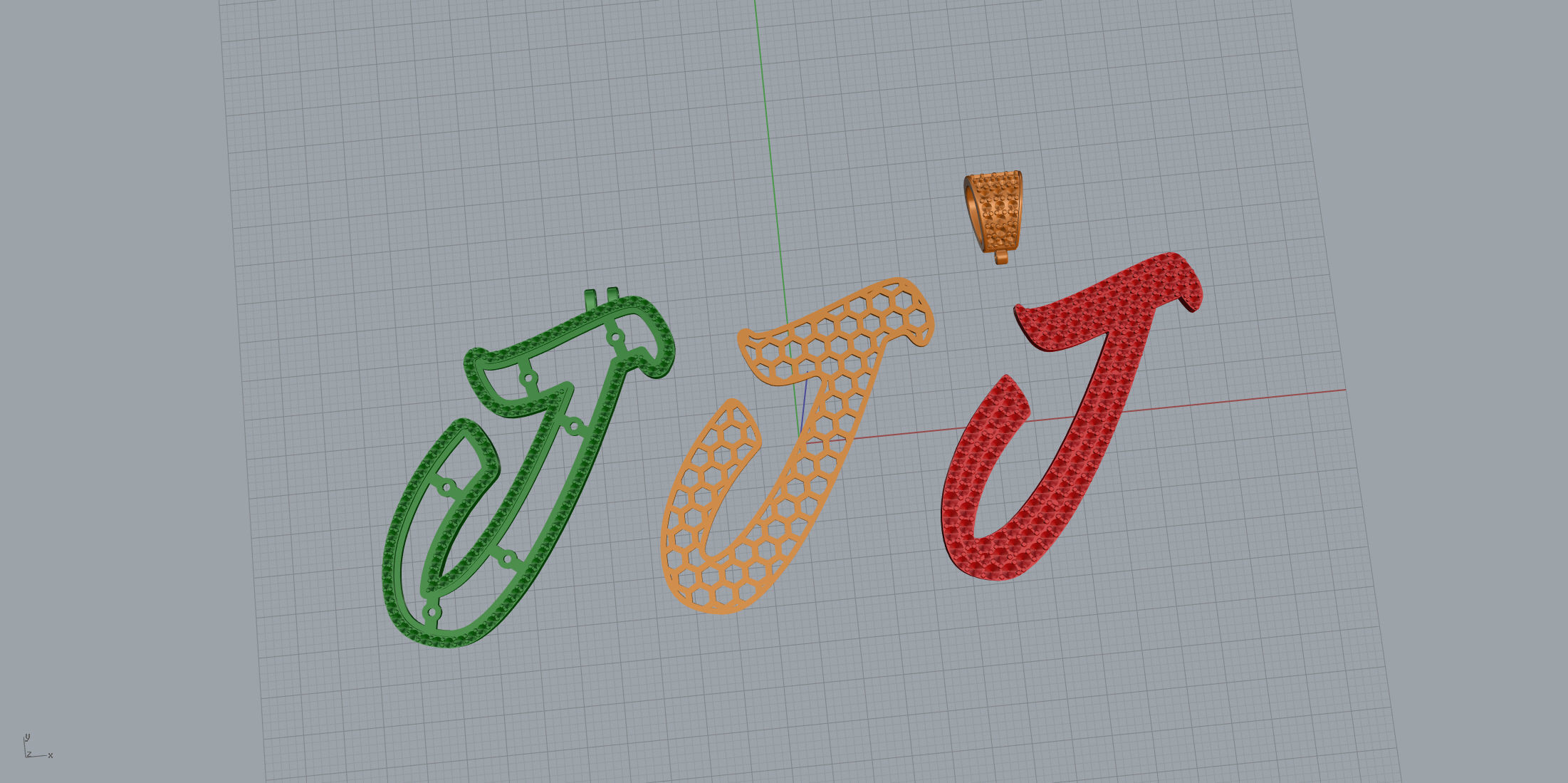 Pave Setting Font J 3D print model_10