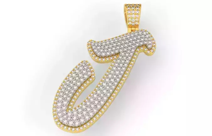 Pave Setting Font J 3D print model Pave Setting Font J 3D print model